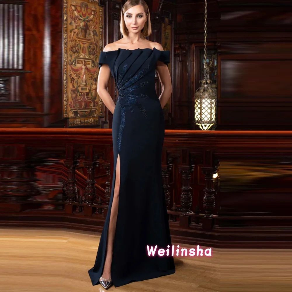 Customized Elegant Off-Shoulder Appliques Sequins Mother of the Bride Dress with side slit Long Wedding Guest Gown
Customized Elegant Off-Shoulder Appliques Sequins Mother of the Bride Dress with side slit Long Wedding Guest Gown