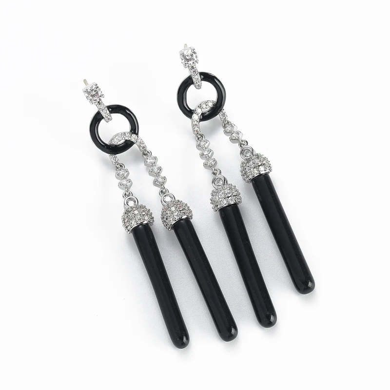 Designer Retro Silver Tone Long Black Resin Drop Earrings Antique Style Ladies Evening Party Jewelry Gift
Designer Retro Silver Tone Long Black Resin Drop Earrings Antique Style Ladies Evening Party Jewelry Gift