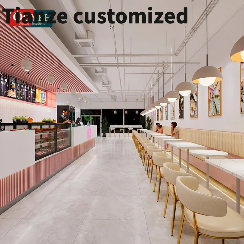 Customized-Wooden Cabinet Front Milk Tea Shop Design Coffee Shop Stand Cafe Counter Design Pink Bar Coffee Shop Decoration
Customized-Wooden Cabinet Front Milk Tea Shop Design Coffee Shop Stand Cafe Counter Design Pink Bar Coffee Shop Decoration