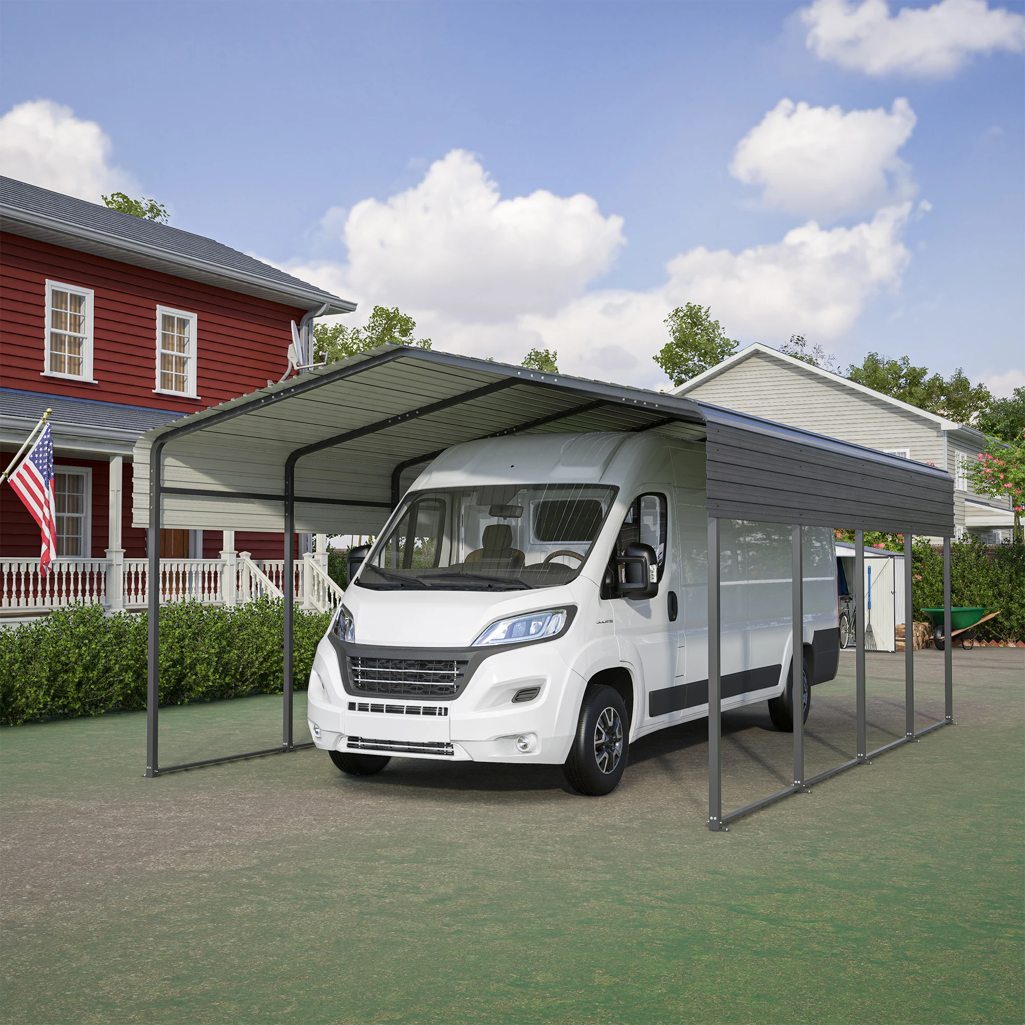 13×20 FT Durable Galvanized Steel Carport, Reinforced Frame Vehicle Shelter With Wind And Snow Load Resistance
13×20 FT Durable Galvanized Steel Carport, Reinforced Frame Vehicle Shelter With Wind And Snow Load Resistance