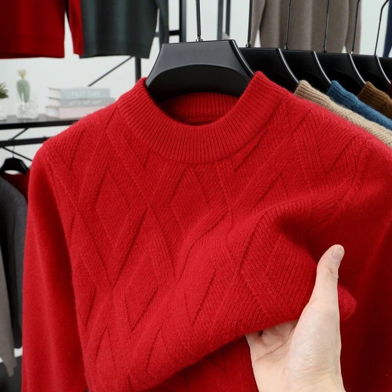 Зимний утепленный свитер для мужчин, воротник до половины, стиль папы среднего возраста, теплый шерстяной свитер, трикотажная рубашка
Зимний утепленный свитер для мужчин, воротник до половины, стиль папы среднего возраста, теплый шерстяной свитер, трикотажная рубашка
