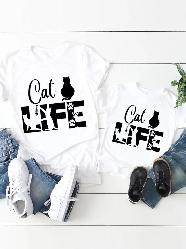 Cat Animal Letter Lovely Graphic T-shirt Tee Women Child Kid Clothing Boy Girl Summer Mom Mama Clothes Family Matching Outfits
Cat Animal Letter Lovely Graphic T-shirt Tee Women Child Kid Clothing Boy Girl Summer Mom Mama Clothes Family Matching Outfits