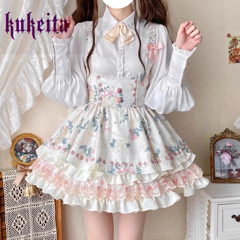 Kukeita Victorian Lolita Mini Dress Women Japanese Sweet Flower Print Lace Bow Princess Strap Dress Y2k Girls Cute Party Dress
Kukeita Victorian Lolita Mini Dress Women Japanese Sweet Flower Print Lace Bow Princess Strap Dress Y2k Girls Cute Party Dress