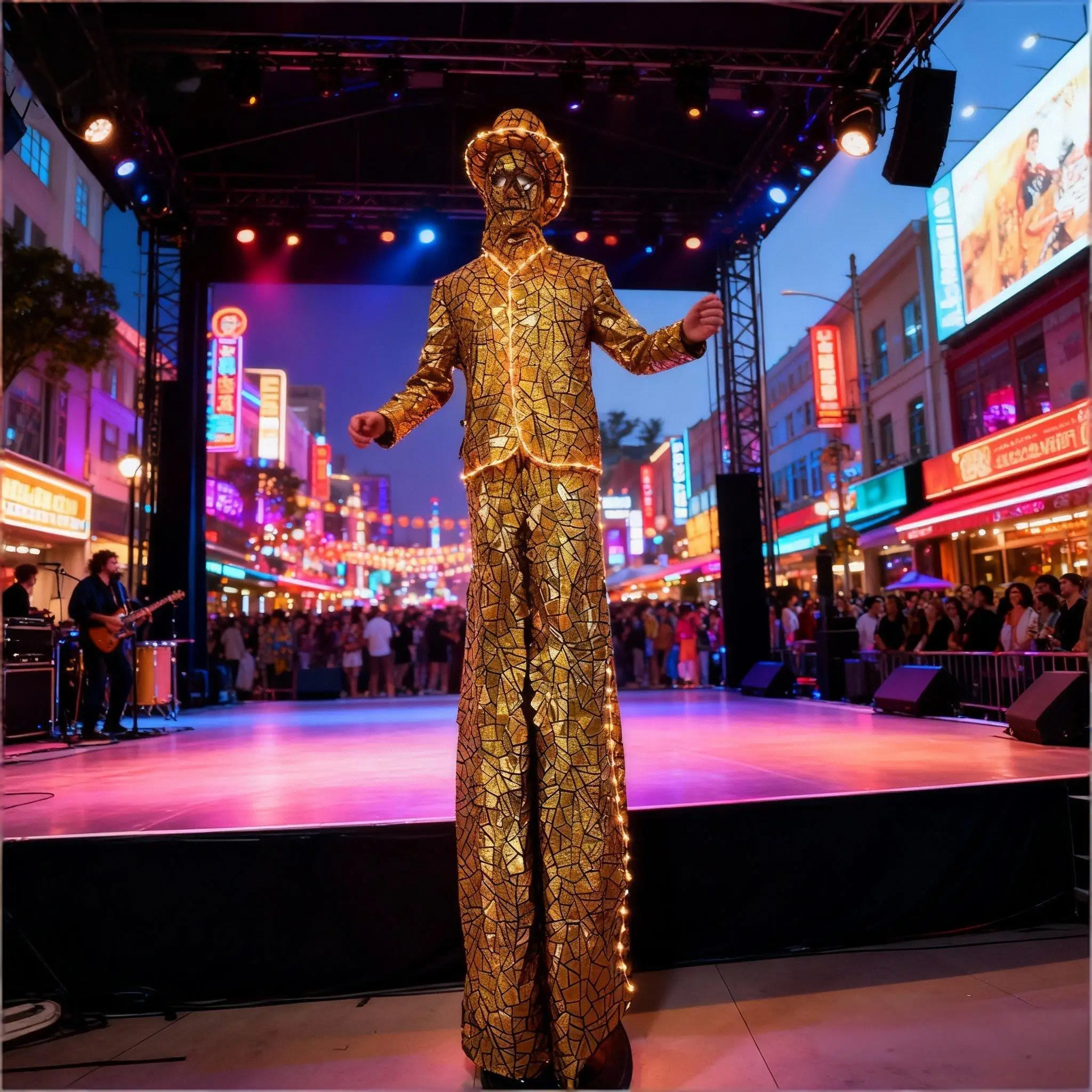 LED Glowing Mirror Costume Stage Performance Suit Reflective Sequin Fabric Stilts Walker for Adults And Kids
LED Glowing Mirror Costume Stage Performance Suit Reflective Sequin Fabric Stilts Walker for Adults And Kids