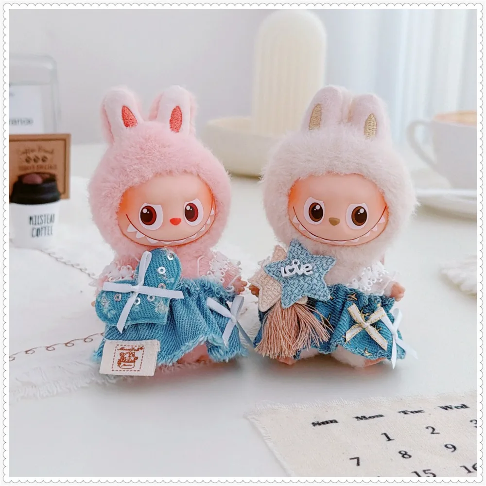 1Set 10cm Labubu 4.0 Doll Clothes Star Denim Skirt Dress Up Dolls Accessories Sitting Party Game Christmas Birthday Gift Toys
1Set 10cm Labubu 4.0 Doll Clothes Star Denim Skirt Dress Up Dolls Accessories Sitting Party Game Christmas Birthday Gift Toys