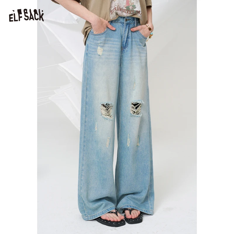 ELFSACK Light Wash Distressed Wide Leg Jeans, Frayed Hem High Waist Denim Pants, Casual Vintage Loose Bottom for Women
ELFSACK Light Wash Distressed Wide Leg Jeans, Frayed Hem High Waist Denim Pants, Casual Vintage Loose Bottom for Women