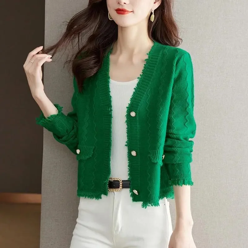 Thin Tassel Short Sweater Jacket Fashion Design Sense Sweaters For Women Knitted Cardigans Coat 2025 Spring Autumn Casual Top
Thin Tassel Short Sweater Jacket Fashion Design Sense Sweaters For Women Knitted Cardigans Coat 2025 Spring Autumn Casual Top