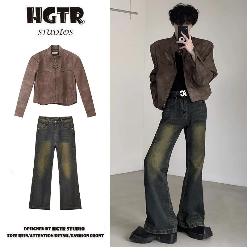 Two-Piece Men's Faionable ort Jaet And Micro Flared Pants Set High Street Yellow Mud American Sle Autumn Casual Sport...
Two-Piece Men's Faionable ort Jaet And Micro Flared Pants Set High Street Yellow Mud American Sle Autumn Casual Sport...