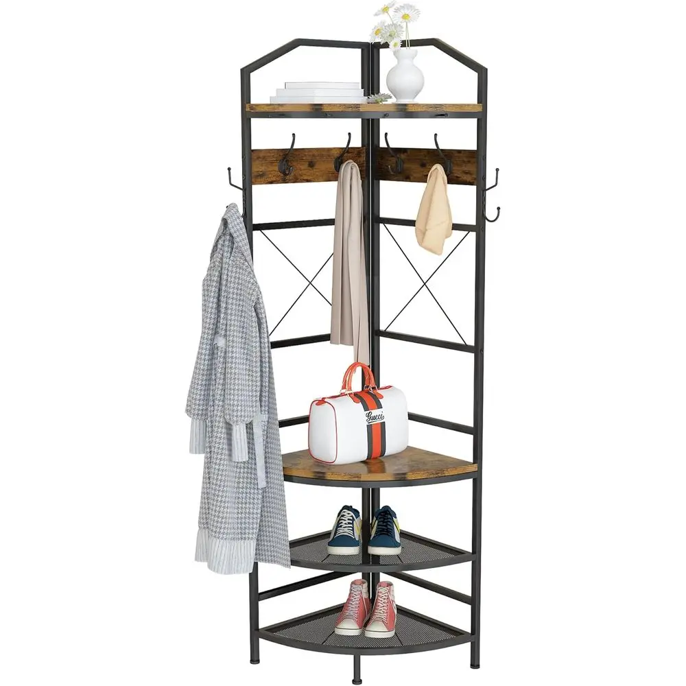 Multifunctional Entryway Organizer with 12 Hooks and 4 Shelves, 72 Standing Coat Rack for Living Room or Bedroom, Brown
Multifunctional Entryway Organizer with 12 Hooks and 4 Shelves, 72 Standing Coat Rack for Living Room or Bedroom, Brown