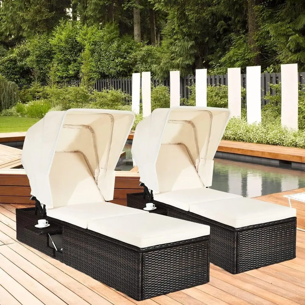 2-Piece Outdoor Rattan Lounge Chair Set with Cushion and Adjustable Tea Table
2-Piece Outdoor Rattan Lounge Chair Set with Cushion and Adjustable Tea Table