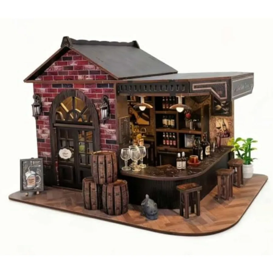 Book Nook Kit, 3D Wooden Miniature Tavern and Pub Dollhouse with LED Lights - DIY Mini House Craft Model for Adults, Birthday V
Book Nook Kit, 3D Wooden Miniature Tavern and Pub Dollhouse with LED Lights - DIY Mini House Craft Model for Adults, Birthday V
