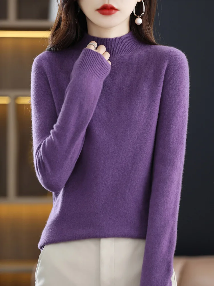 Autumn Winter Women Sweater Mock Neck 100% Merino Wool Solid Basic Pullover Cashmere Knitwear Female Clothing New Fashion Tops
Autumn Winter Women Sweater Mock Neck 100% Merino Wool Solid Basic Pullover Cashmere Knitwear Female Clothing New Fashion Tops