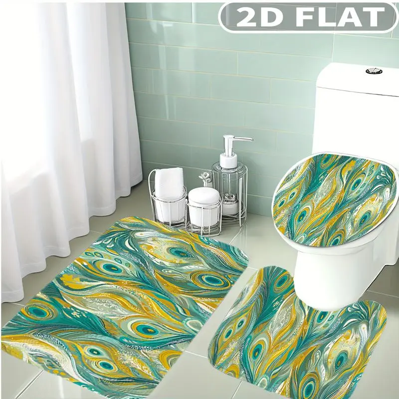 3pcs Bathroom Rug Set Peacock Feather Abstract Art Design Pattern Non-Slip Include Bath Rug Contour Mat and Toilet Lid Cover Mat
3pcs Bathroom Rug Set Peacock Feather Abstract Art Design Pattern Non-Slip Include Bath Rug Contour Mat and Toilet Lid Cover Mat