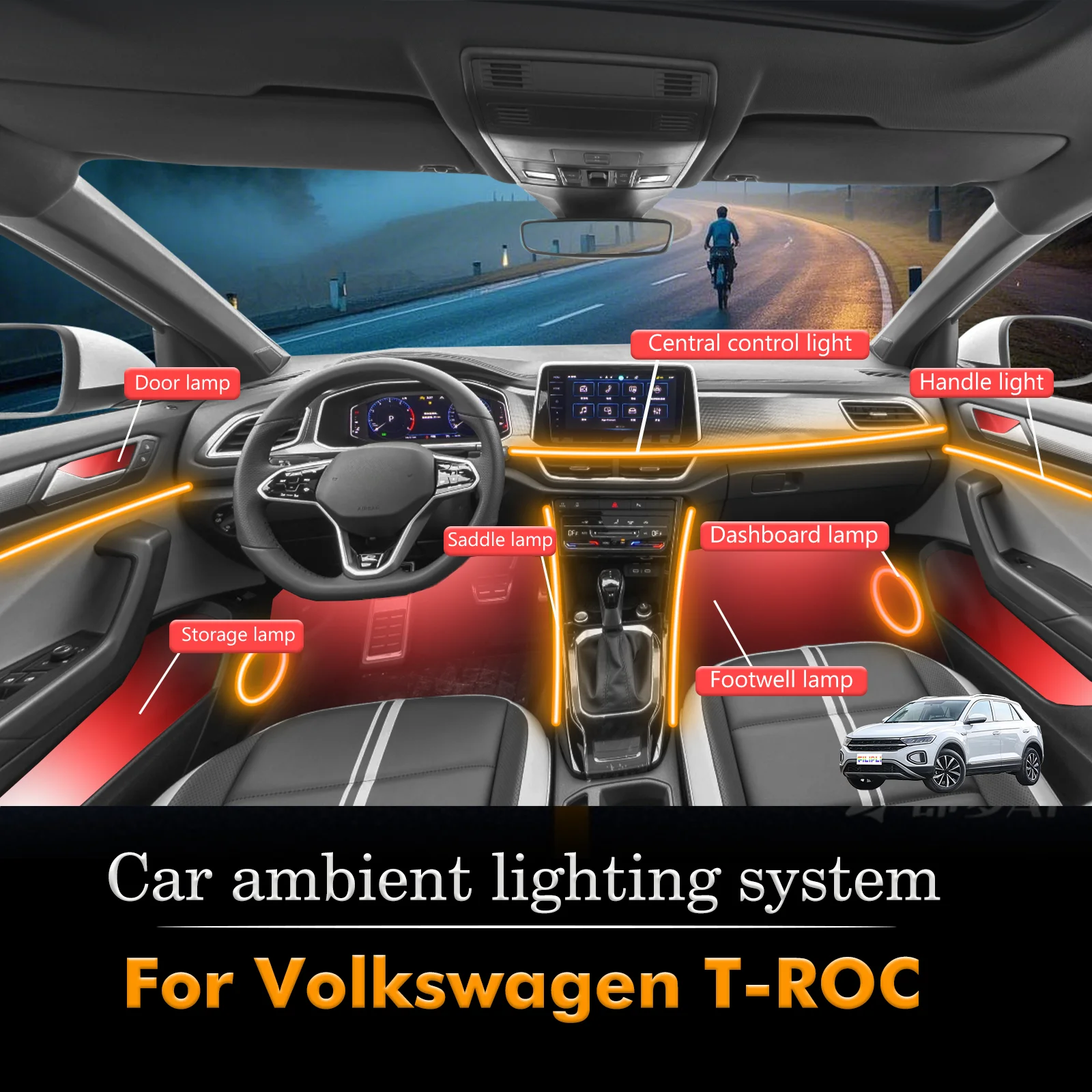 For Volkswagen T-ROC RGB 64 Colors LED Smart Remote Control Car Interior Ambient Light Energy Saving Efficient Lamp Kit
For Volkswagen T-ROC RGB 64 Colors LED Smart Remote Control Car Interior Ambient Light Energy Saving Efficient Lamp Kit