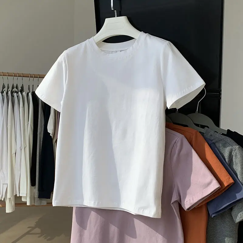 100% Pure Cotton White Loose Casual Short Sleeved T-shirt for Women New Summer Solid Color Base with Half Sleeved Top Underneath
100% Pure Cotton White Loose Casual Short Sleeved T-shirt for Women New Summer Solid Color Base with Half Sleeved Top Underneath