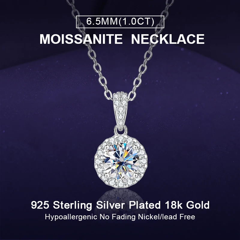 IOGOU Main Diamond 6.5mm 1CT D Color Round Moissanite Halo Pendant Necklace Real Silver Chain 925 for Women Engagement Jewelry
IOGOU Main Diamond 6.5mm 1CT D Color Round Moissanite Halo Pendant Necklace Real Silver Chain 925 for Women Engagement Jewelry