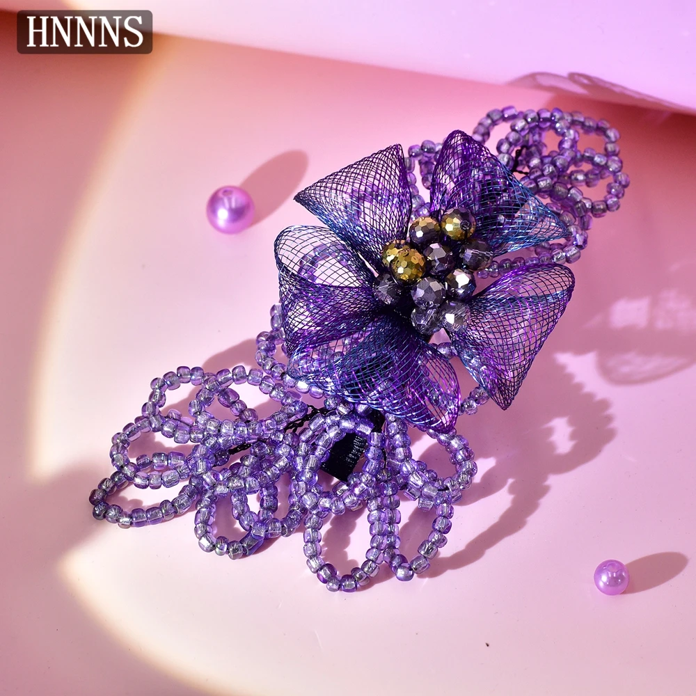 HNNNS Purple Crystal Hairpins Elegant Flower Hair Clip Women Half Tied Hair Spring Clip Handmade Beaded Hair Accessories A211
HNNNS Purple Crystal Hairpins Elegant Flower Hair Clip Women Half Tied Hair Spring Clip Handmade Beaded Hair Accessories A211