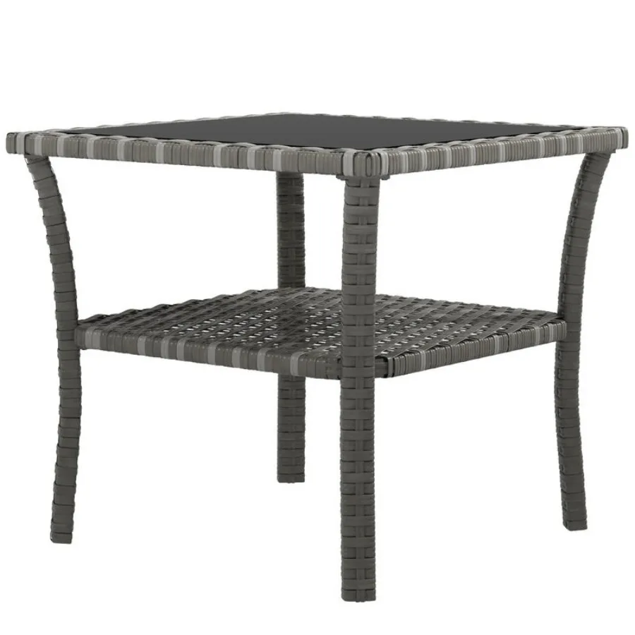 Rattan Side Table, Outdoor End Table with Storage Shelf, Aluminum Frame Square, Coffee Table with Tempered Glass Top, Mixed G
Rattan Side Table, Outdoor End Table with Storage Shelf, Aluminum Frame Square, Coffee Table with Tempered Glass Top, Mixed G