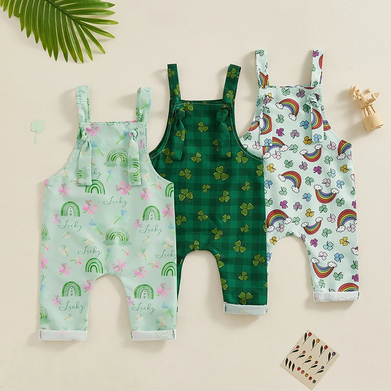 2023-12-25 Lioraitiin Baby Girl Boy St Patrick's Day Outfit Sleeveless Strap Jumpsuit Shamrock Clover Overalls Suspender Pants
2023-12-25 Lioraitiin Baby Girl Boy St Patrick's Day Outfit Sleeveless Strap Jumpsuit Shamrock Clover Overalls Suspender Pants