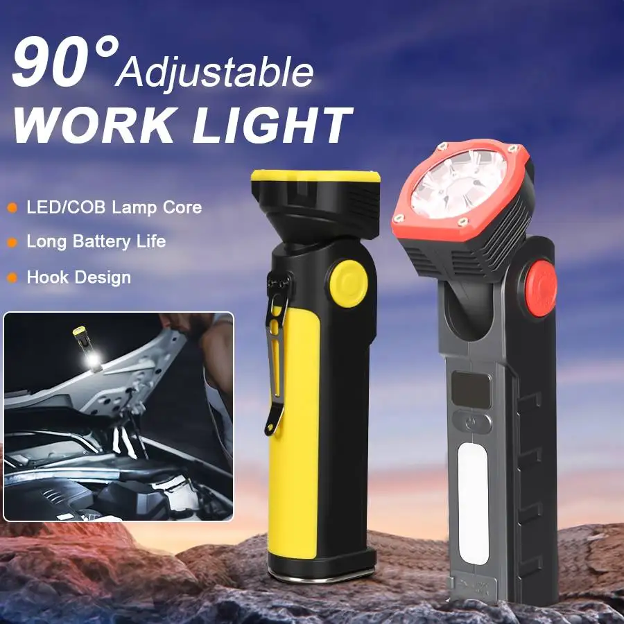 90° Adjustable LED COB Portable Spotlights With Clip/Magnetic/Hook 7 Modes Long Battery Life Rechargeable Emergency Flashlight
90° Adjustable LED COB Portable Spotlights With Clip/Magnetic/Hook 7 Modes Long Battery Life Rechargeable Emergency Flashlight