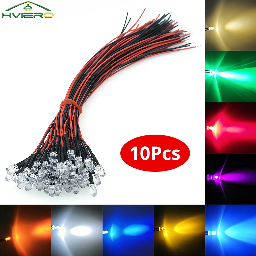 10X 5mm Round Light 20cm Pre Wired LED Emitting Diodes Chip Bulb Cable DC 12V Warm White DIY Decoration Neon Led Sign Lamp Beads
10X 5mm Round Light 20cm Pre Wired LED Emitting Diodes Chip Bulb Cable DC 12V Warm White DIY Decoration Neon Led Sign Lamp Beads