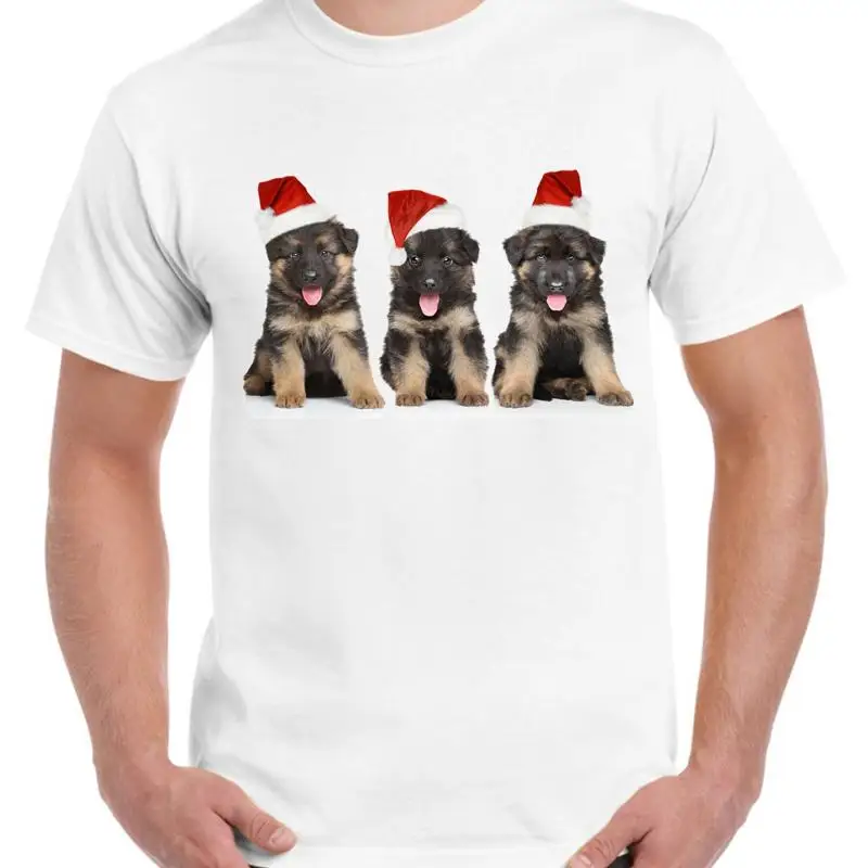 Three German Shepherds Puppies With Santa Hats Christmas Men'S T Shirt
Three German Shepherds Puppies With Santa Hats Christmas Men'S T Shirt