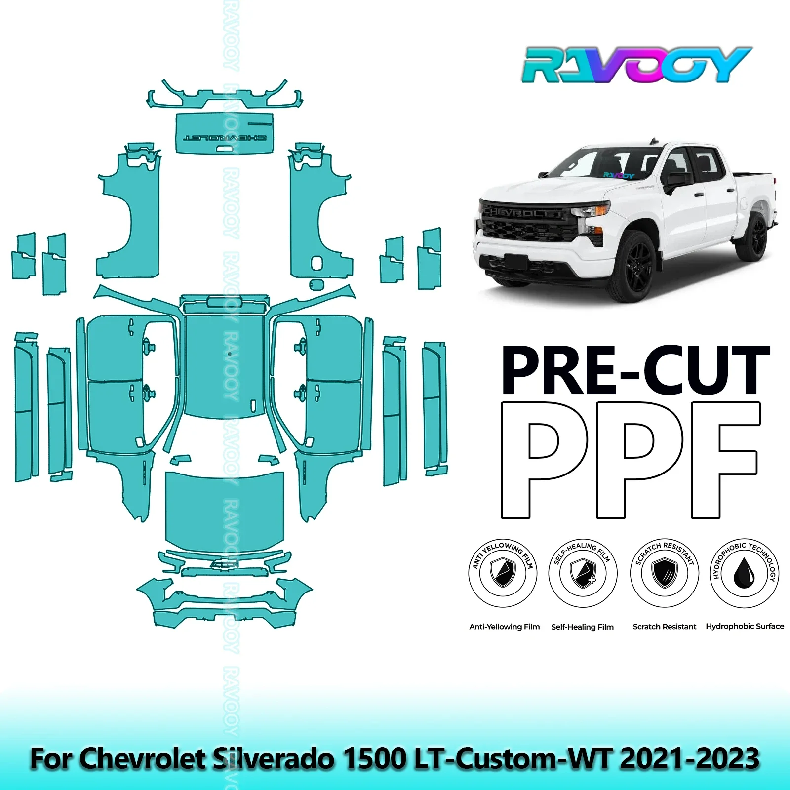 Car Precut PPF Paint Protection Film Full Vehicle For Chevrolet Silverado 1500 LT-Custom-WT 2021-2023
Car Precut PPF Paint Protection Film Full Vehicle For Chevrolet Silverado 1500 LT-Custom-WT 2021-2023