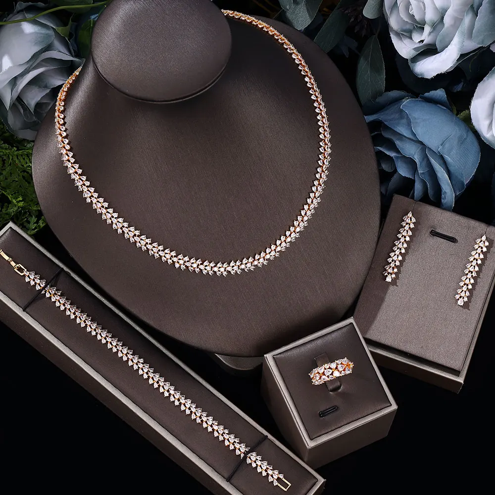 Hot selling Bride Cubic Zirconia Jewelry Set Light Luxury Women's Four Piece Wedding Accessories in Europe and America
Hot selling Bride Cubic Zirconia Jewelry Set Light Luxury Women's Four Piece Wedding Accessories in Europe and America