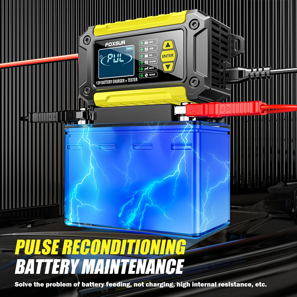 6A 12V Full Automatic Battery Charger LCD Display Tester AGM GEL Lead-Acid Charger Pulse Repair Digital Car Battery Charger 
6A 12V Full Automatic Battery Charger LCD Display Tester AGM GEL Lead-Acid Charger Pulse Repair Digital Car Battery Charger