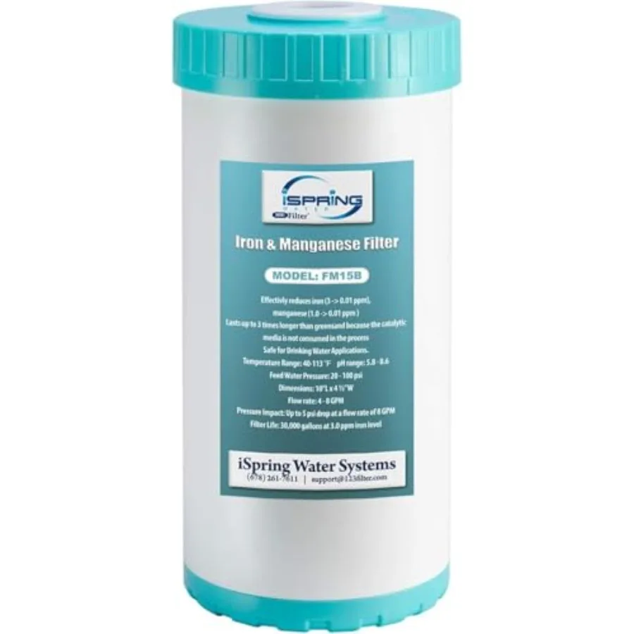 FM15B Iron and Manganese Reducing Replacement Water Filter Cartridge for Whole House Water Filtration System WGB21BM 10"x4.5" H
FM15B Iron and Manganese Reducing Replacement Water Filter Cartridge for Whole House Water Filtration System WGB21BM 10"x4.5" H