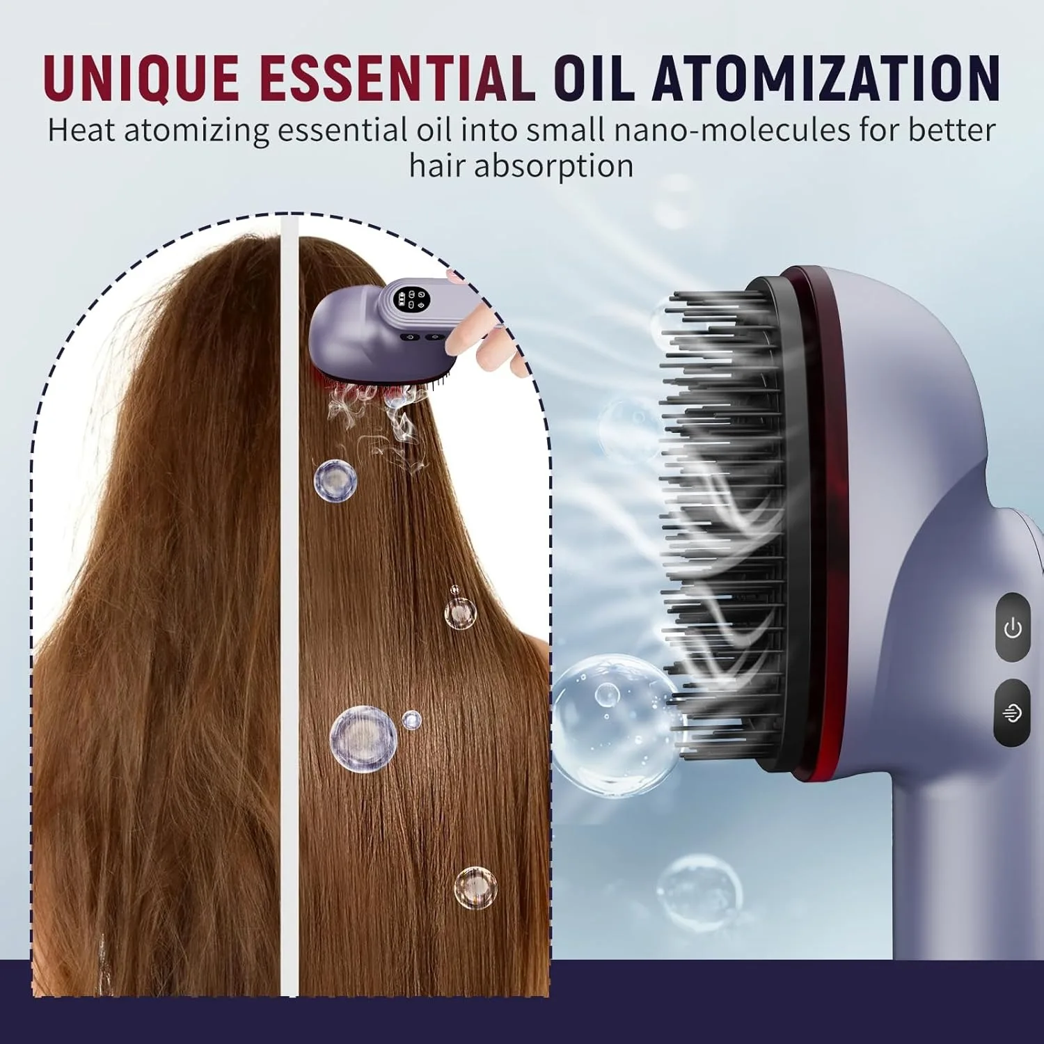 360° Kneading Massage Comb Red Light Head Massager 167*Massage Bristles 2 Level 3*Essential Oil Cartridges Atomization Vibration
360° Kneading Massage Comb Red Light Head Massager 167*Massage Bristles 2 Level 3*Essential Oil Cartridges Atomization Vibration