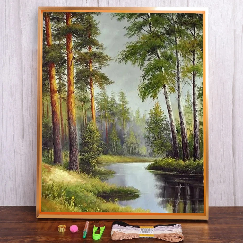 Landscape Cross Stitch Kits Cotton Thread Embroidery Set Cross-Stitch River Forest Printed Cross Embroidery Adults Gift
Landscape Cross Stitch Kits Cotton Thread Embroidery Set Cross-Stitch River Forest Printed Cross Embroidery Adults Gift