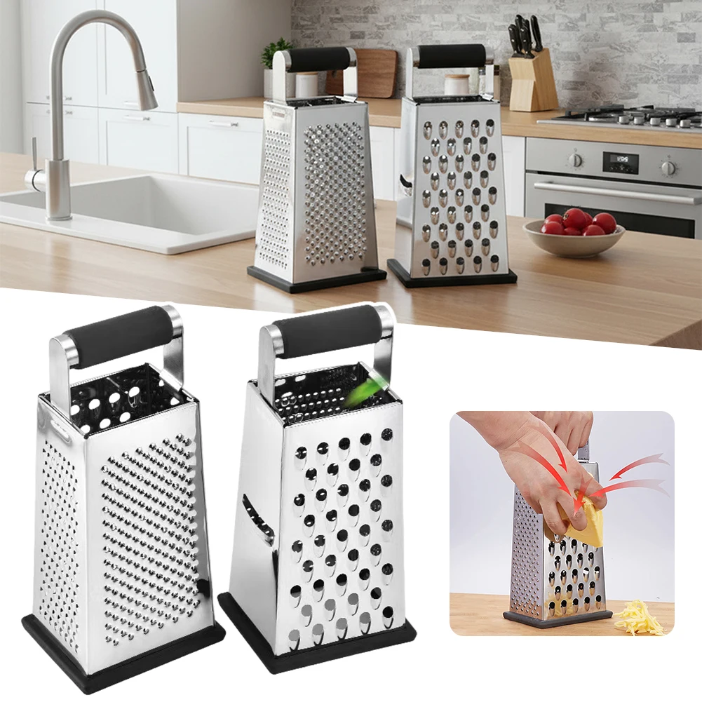 4-In-1 Stainless Steel 4-Sided Box Grater Cheese Vegetable Shredder Kitchen Tool Sharp Blades Ginger Garlic Zester Hand Grater
4-In-1 Stainless Steel 4-Sided Box Grater Cheese Vegetable Shredder Kitchen Tool Sharp Blades Ginger Garlic Zester Hand Grater