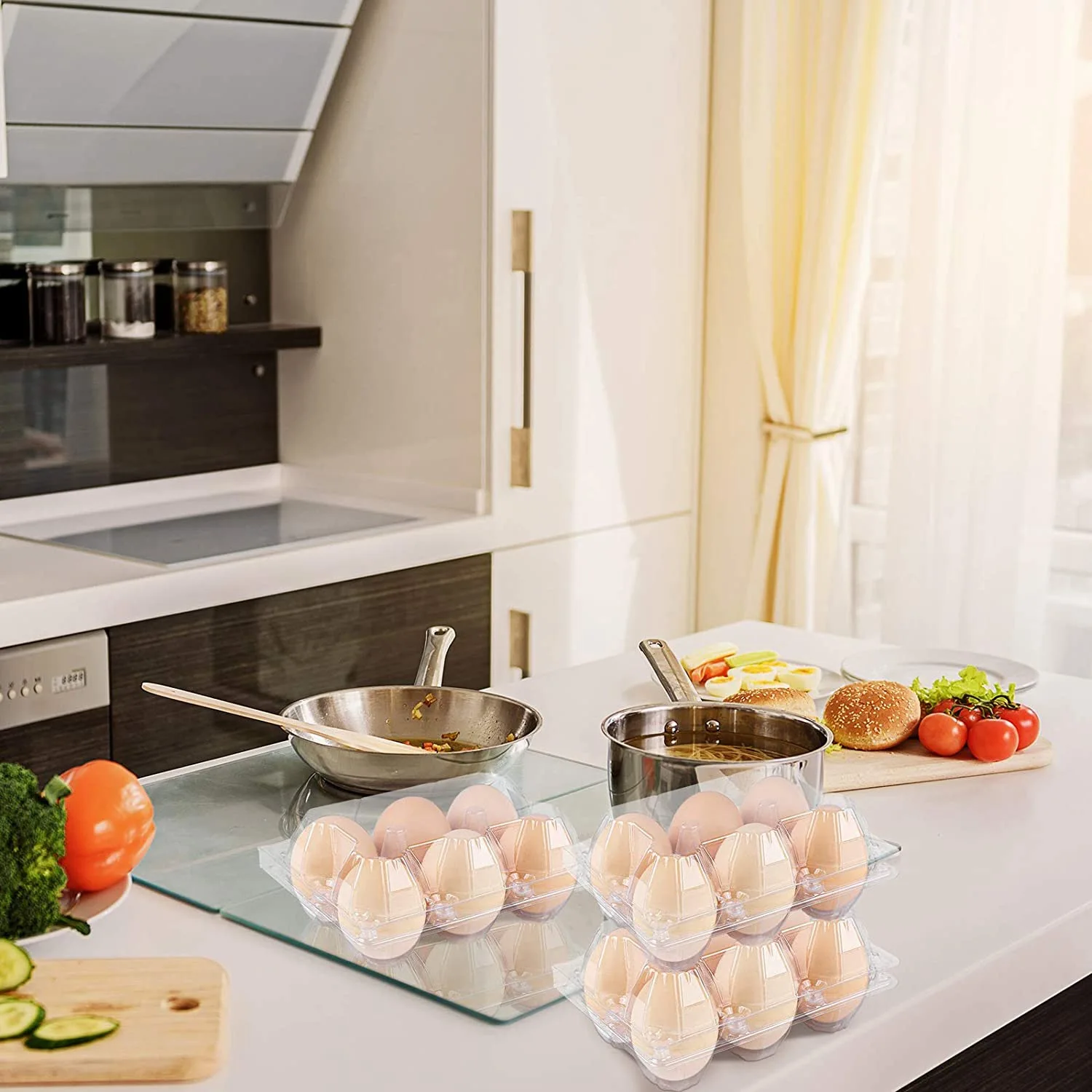 36Pcs Egg Cartons Clear Plastic Egg Holder Storage Container Egg Tray for Family Pasture,Refrigerator Storage,6 Grids
36Pcs Egg Cartons Clear Plastic Egg Holder Storage Container Egg Tray for Family Pasture,Refrigerator Storage,6 Grids