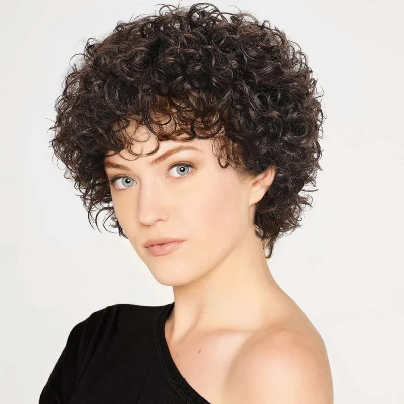 Short Curly Human Hair Wigs for Black Women - Dark Brown #2 Color Short Pixie Cut Wigs with Bangs - Glueless, Wear and Go
Short Curly Human Hair Wigs for Black Women - Dark Brown #2 Color Short Pixie Cut Wigs with Bangs - Glueless, Wear and Go