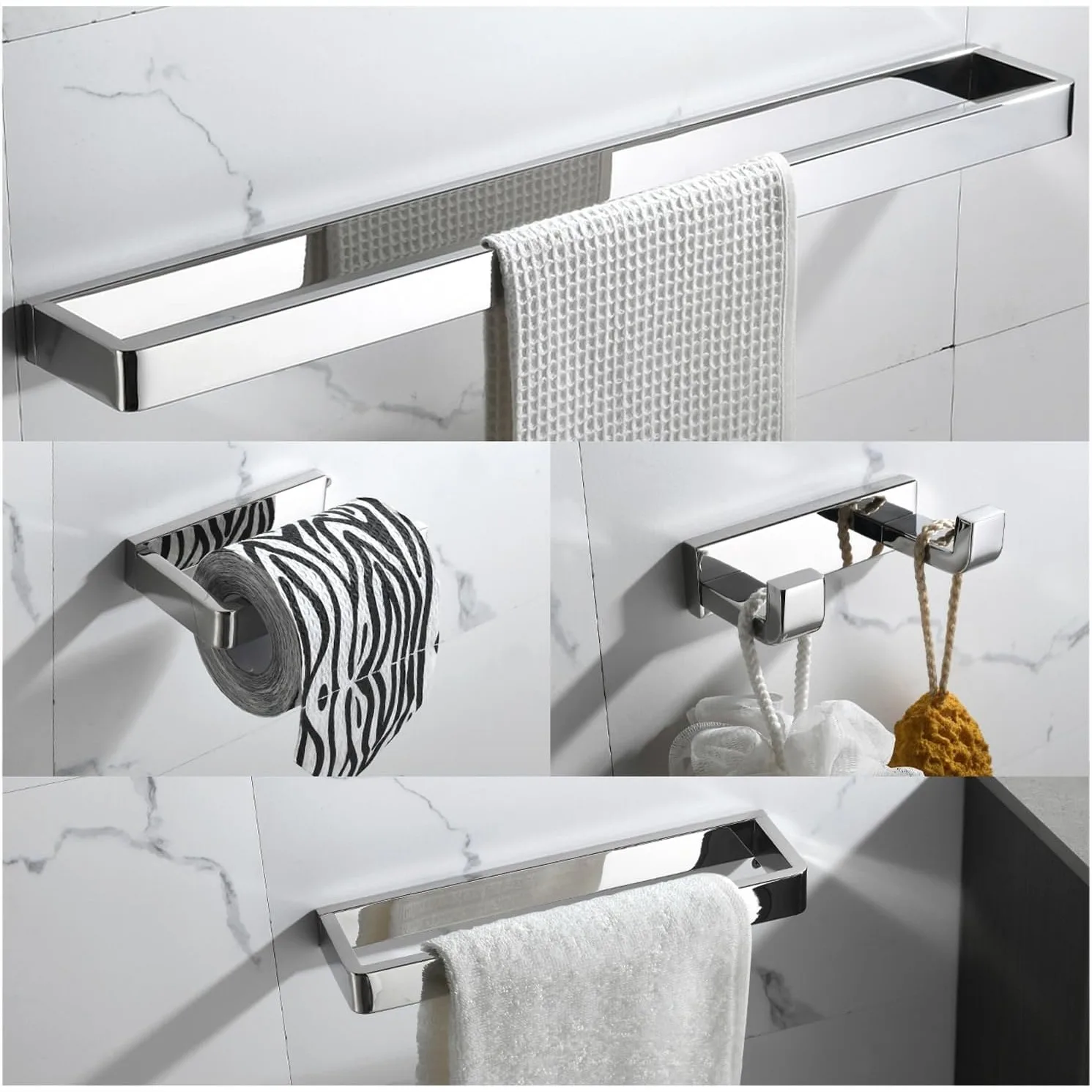 4-Piece Bathroom Hardware Set Polished Chrome Square Towel Bar Kit Stainless Steel Wall Mounted Easy Install
4-Piece Bathroom Hardware Set Polished Chrome Square Towel Bar Kit Stainless Steel Wall Mounted Easy Install