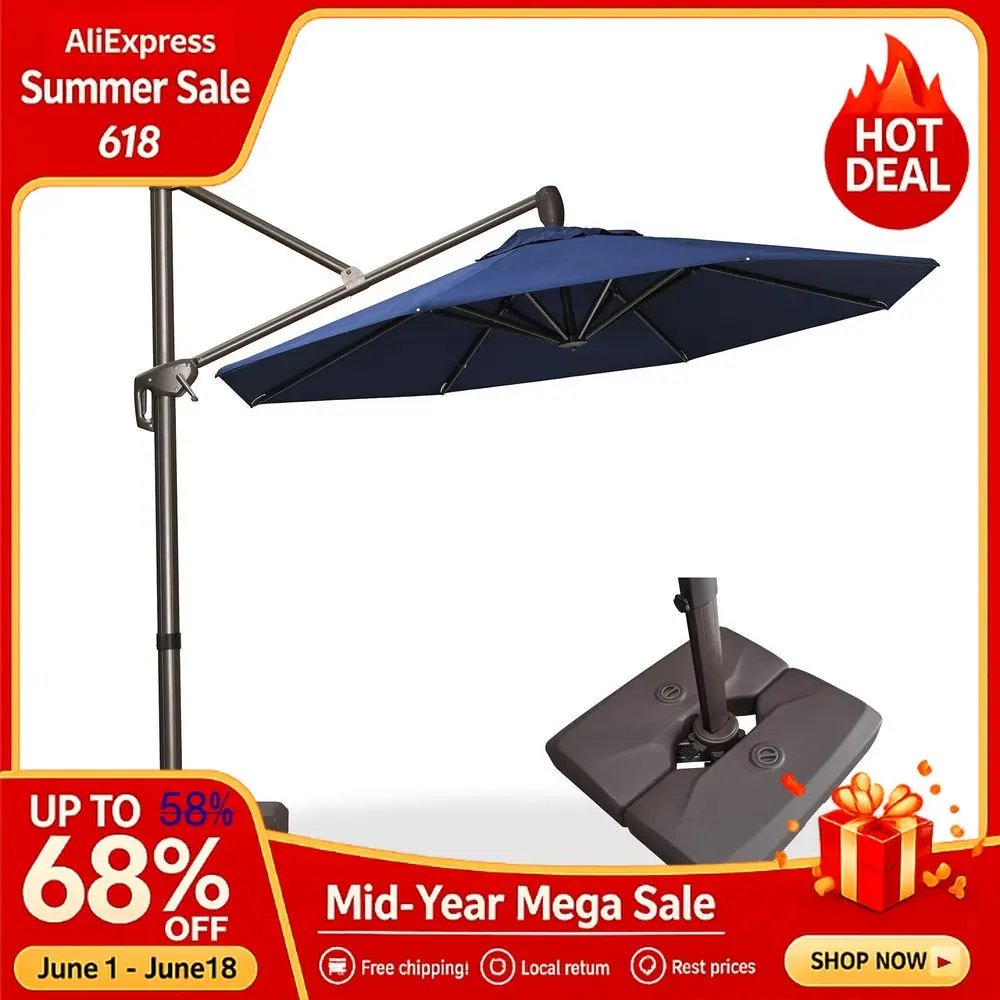 10 X 10 FT Round Cantilever Umbrella, 360° Rotation Aluminum Hanging Style with Base, Custom
10 X 10 FT Round Cantilever Umbrella, 360° Rotation Aluminum Hanging Style with Base, Custom