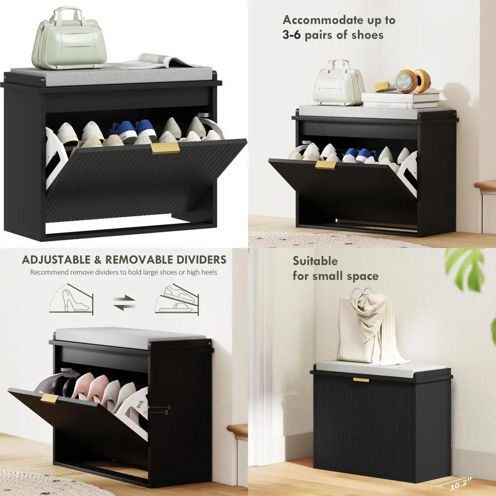 Padded Seat Shoe Storage Bench with Flip Drawer, Holds 265lb, Small Entryway Furniture, 24.4x10 Inches
Padded Seat Shoe Storage Bench with Flip Drawer, Holds 265lb, Small Entryway Furniture, 24.4x10 Inches