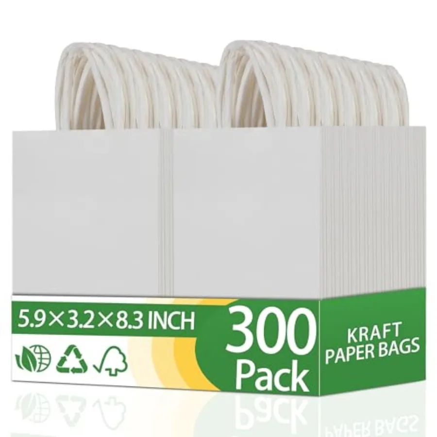 300 шт. маленьких белых бумажных пакетов с ручками, 5,9x3,2x8,3 дюйма, оптом, для подарков, из крафт-бумаги, для сувениров на день рождения
300 шт. маленьких белых бумажных пакетов с ручками, 5,9x3,2x8,3 дюйма, оптом, для подарков, из крафт-бумаги, для сувениров на день рождения
