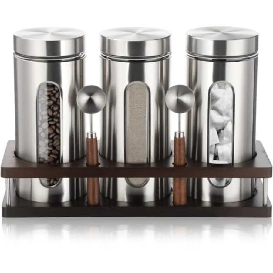 Stainless Steel Coffee Grounds Canisters with Shelf 3 x 50oz Sugar Coffee Bean Storage Container with Airtight Threaded Lid Gla
Stainless Steel Coffee Grounds Canisters with Shelf 3 x 50oz Sugar Coffee Bean Storage Container with Airtight Threaded Lid Gla