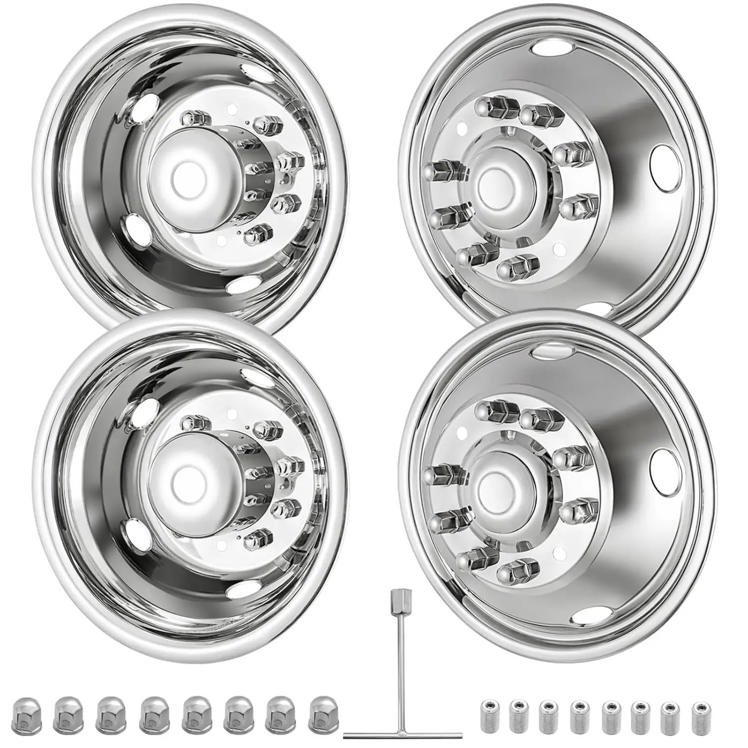 19.5"10 Lug Wheel Simulators,Stainless Steel,Hubcap with Bolt Kit Fit for 2005-2021 Ford F450/F550,Ford Raptor 2WD Trunk Dually
19.5"10 Lug Wheel Simulators,Stainless Steel,Hubcap with Bolt Kit Fit for 2005-2021 Ford F450/F550,Ford Raptor 2WD Trunk Dually
