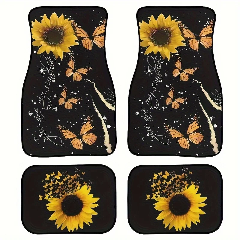 Universal Fit Sunflower& Butterfly Print Car Floor Mats, 4pcs Set, Car Floor Mats Set- Front& Rear Full Coverage Auto Interior A
Universal Fit Sunflower& Butterfly Print Car Floor Mats, 4pcs Set, Car Floor Mats Set- Front& Rear Full Coverage Auto Interior A