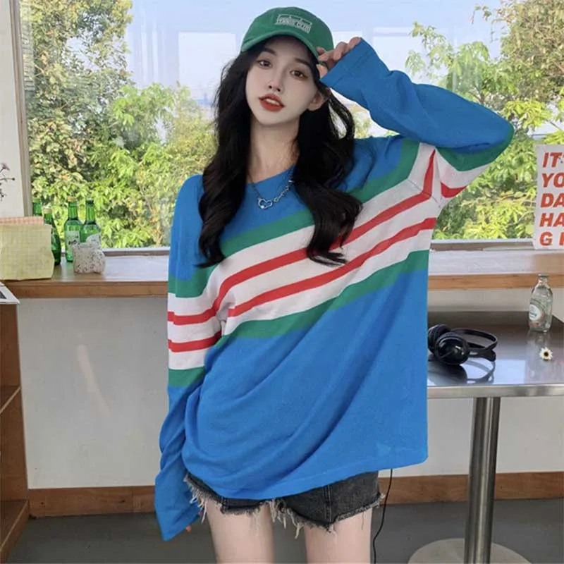 Fashion O-Neck Spliced Loose Color Striped T-Shirts Female Clothing 2024 Spring New Oversized All-match Tops Casual Tee Shirt
Fashion O-Neck Spliced Loose Color Striped T-Shirts Female Clothing 2024 Spring New Oversized All-match Tops Casual Tee Shirt