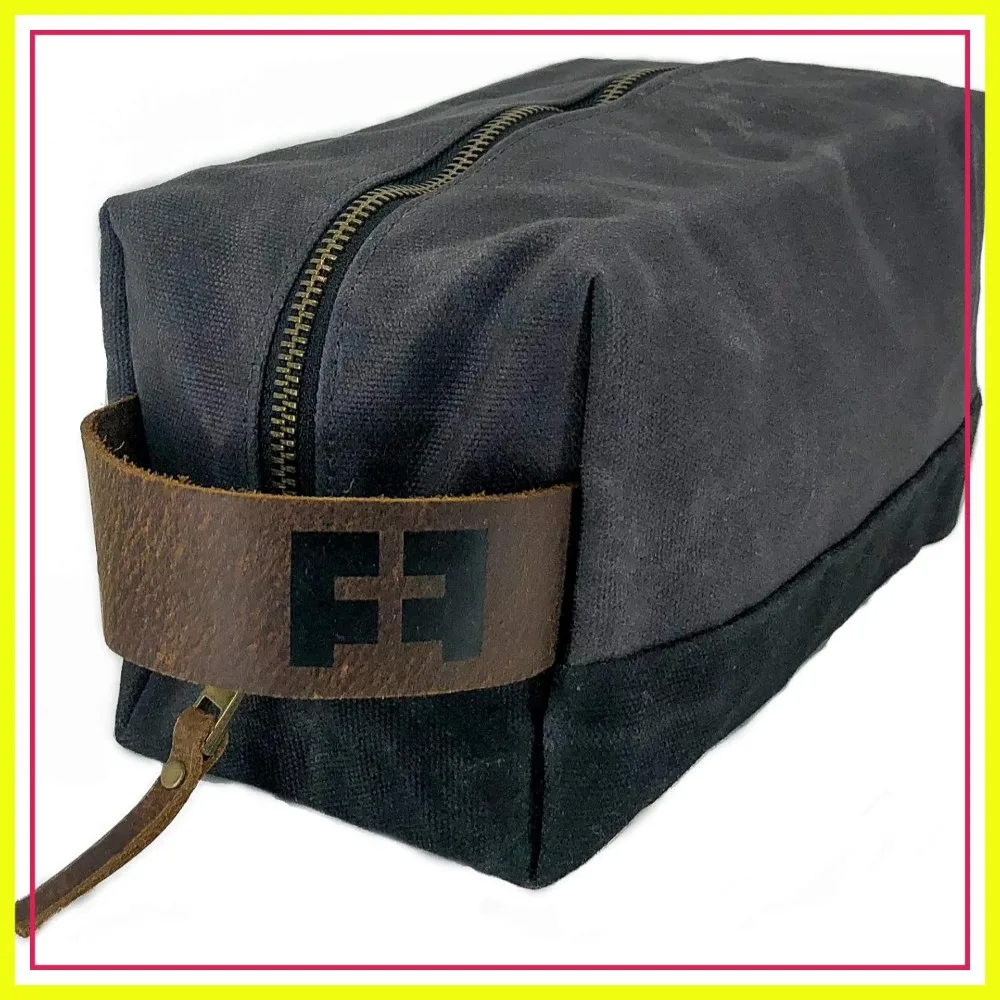 Waxed Cotton Canvas Dopp Kit with Leather Handle | Shave & Toiletries Bag
Waxed Cotton Canvas Dopp Kit with Leather Handle | Shave & Toiletries Bag