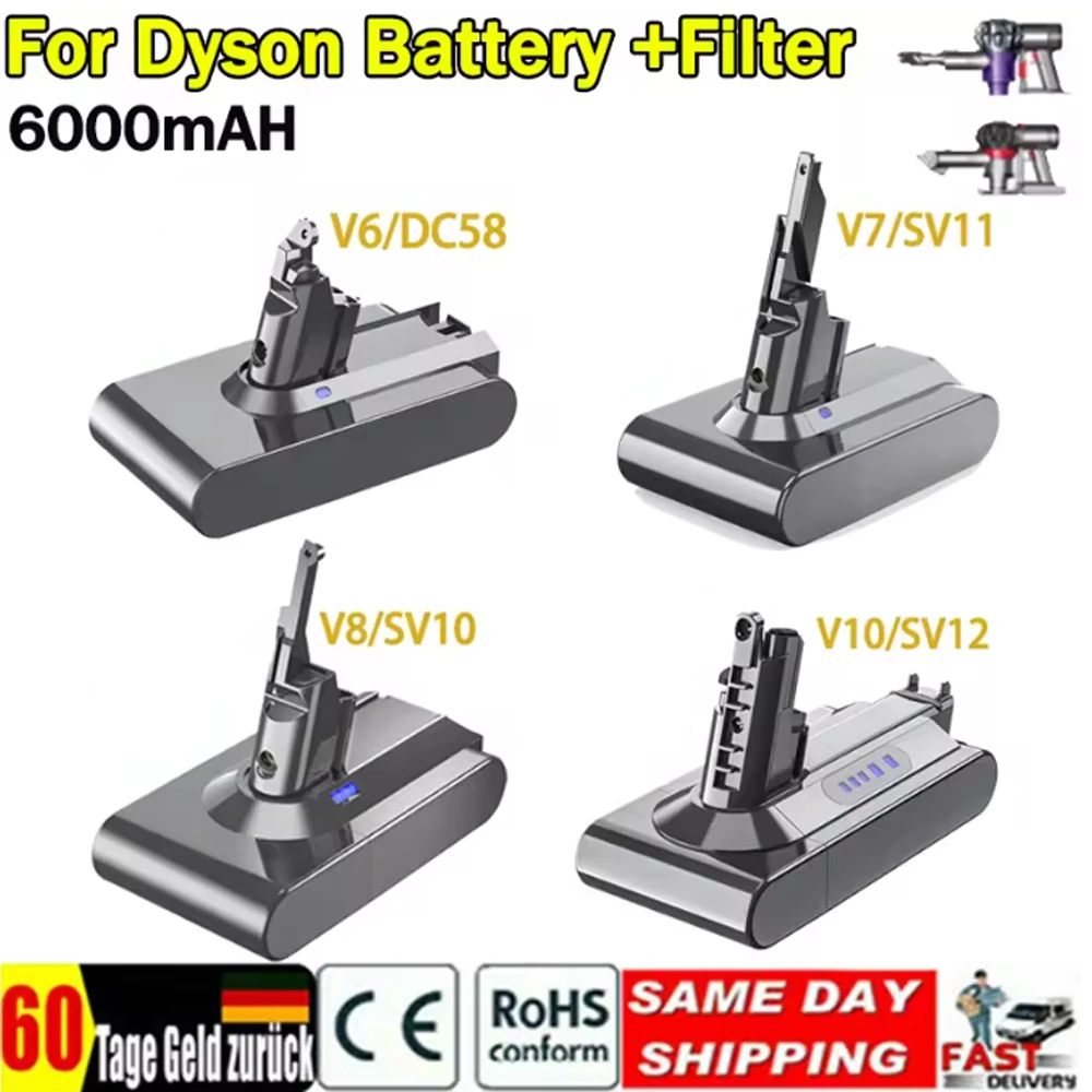 8000mAh suitable for Dyson V6 V7 V8 V10 DC31A DC34B series battery SV03 DC62 SV10 SV11 SV12 SV14 SV15 vacuum cleaner battery
8000mAh suitable for Dyson V6 V7 V8 V10 DC31A DC34B series battery SV03 DC62 SV10 SV11 SV12 SV14 SV15 vacuum cleaner battery