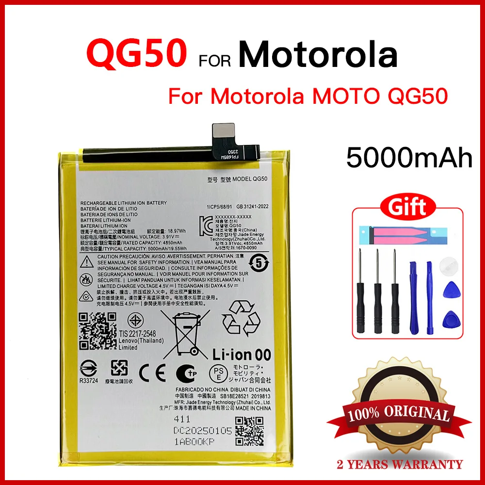 Genuine 100% Original QG50 5000mAh Battery For Motorola MOTO QG 50 Phone Replace Batteries Batteria+FREE TOOLS
Genuine 100% Original QG50 5000mAh Battery For Motorola MOTO QG 50 Phone Replace Batteries Batteria+FREE TOOLS