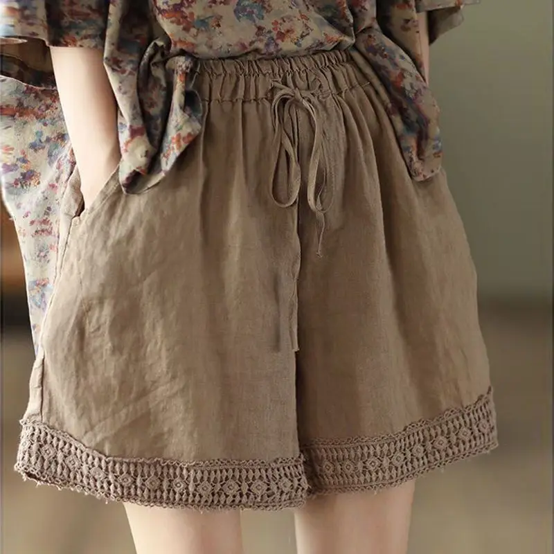 Cotton Linen Shorts Women Summer lace-up Wide Leg Shorts Casual Vintage Elastic Waisted Short Pants Women Clothing A28
Cotton Linen Shorts Women Summer lace-up Wide Leg Shorts Casual Vintage Elastic Waisted Short Pants Women Clothing A28