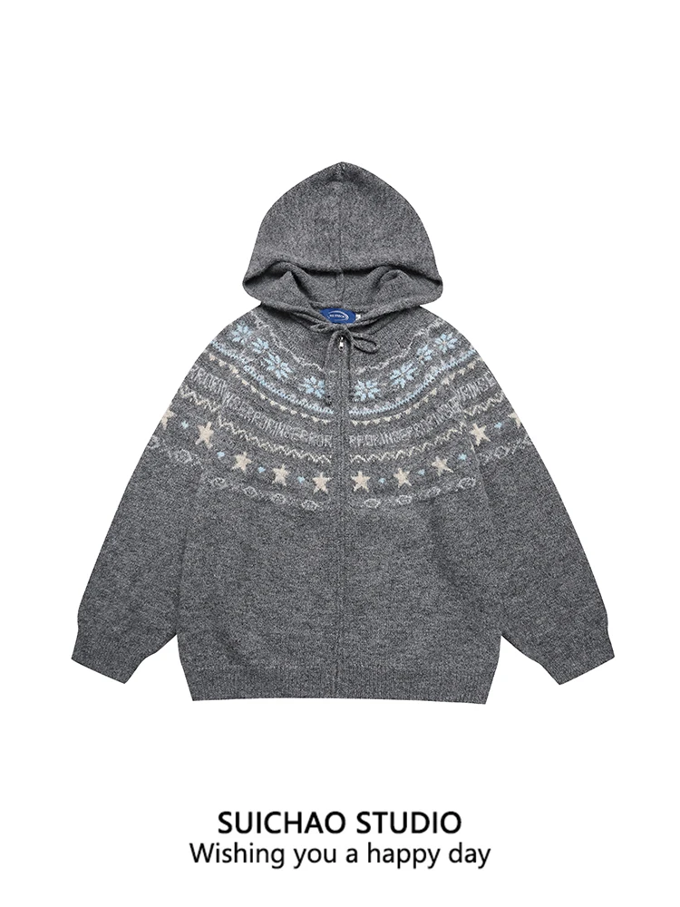 SUICHAO American Retro Knitted Zipper Sweater Jaet Men's Women's Autumn Winter Warm Casual Loose Couple's Knitwear
SUICHAO American Retro Knitted Zipper Sweater Jaet Men's Women's Autumn Winter Warm Casual Loose Couple's Knitwear