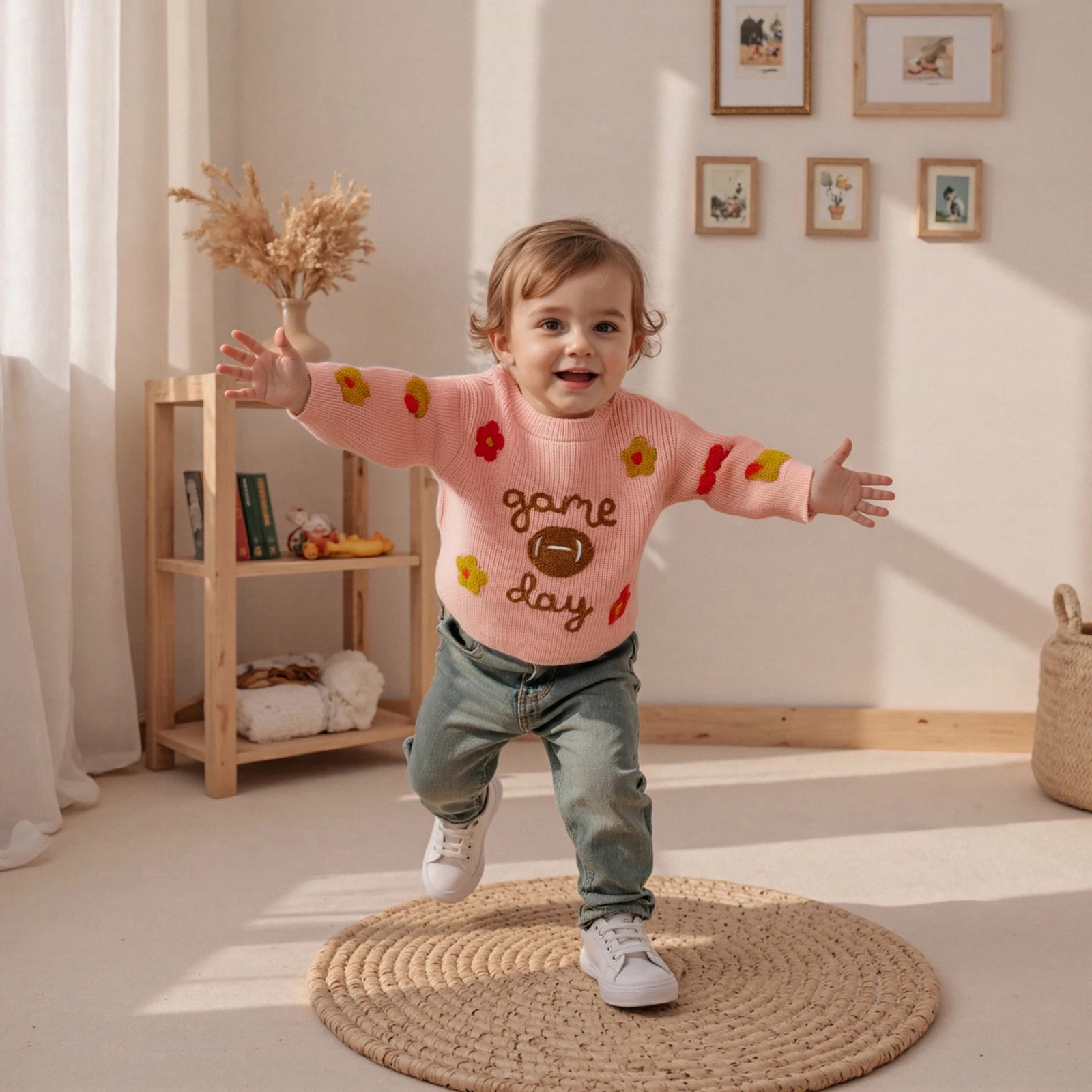 Toddler Autumn Clothes Girl Fall Sweater Football Flower Embroidered Crewneck Long Sleeve Pullover Chunky Knit Tops
Toddler Autumn Clothes Girl Fall Sweater Football Flower Embroidered Crewneck Long Sleeve Pullover Chunky Knit Tops