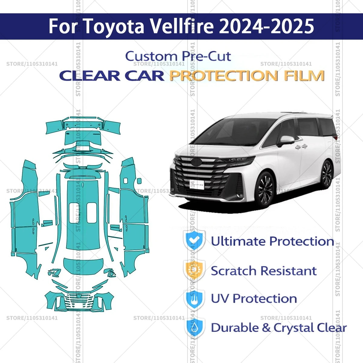 Защитная пленка PPF для Toyota Vellfire 2024-2025, предварительно вырезанная, прозрачная, профессиональная автомобильная пленка для полной оклейки кузова
Защитная пленка PPF для Toyota Vellfire 2024-2025, предварительно вырезанная, прозрачная, профессиональная автомобильная пленка для полной оклейки кузова